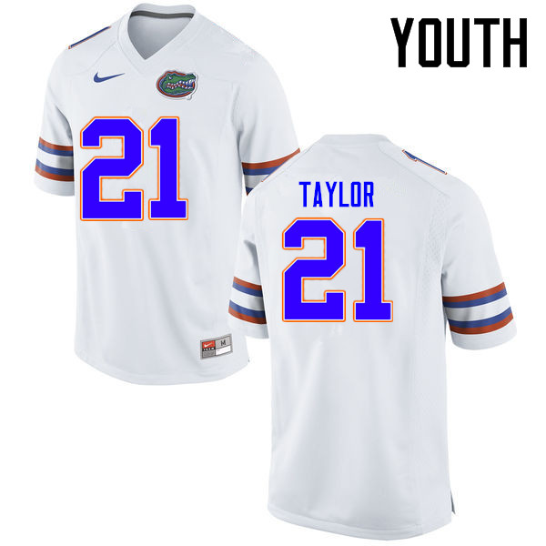 Youth Florida Gators #21 Fred Taylor College Football Jerseys Sale-White - Click Image to Close